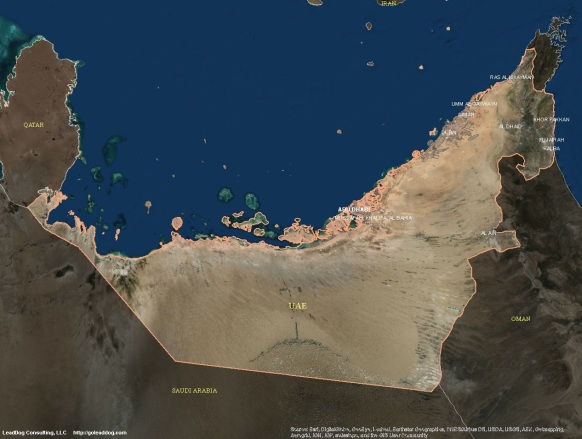 Abu Dhabi, United Arab Emirates Satellite Map