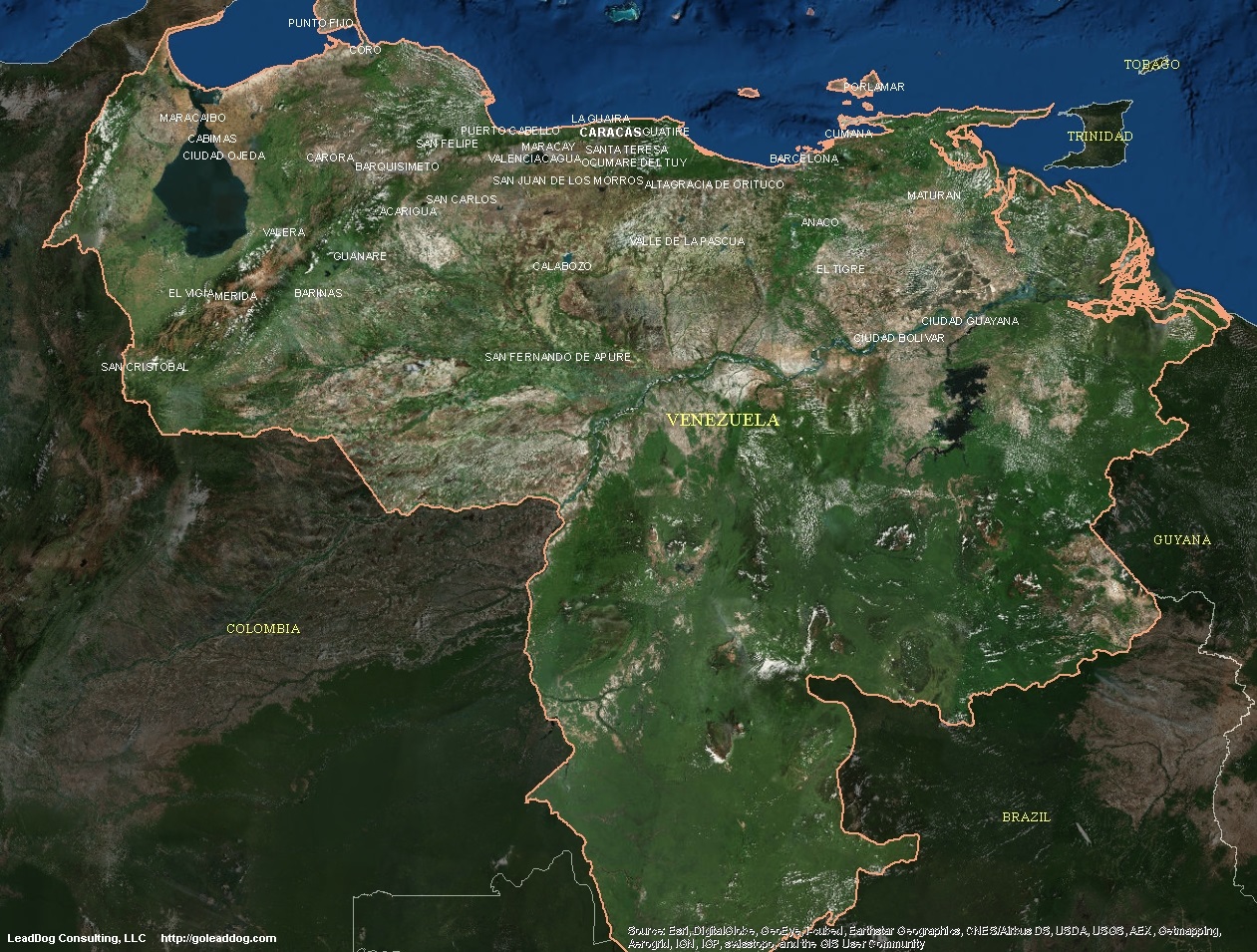 Венесуэла карта Спутник