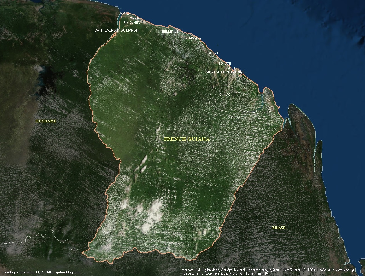 French Guiana Satellite Maps Leaddog Consulting