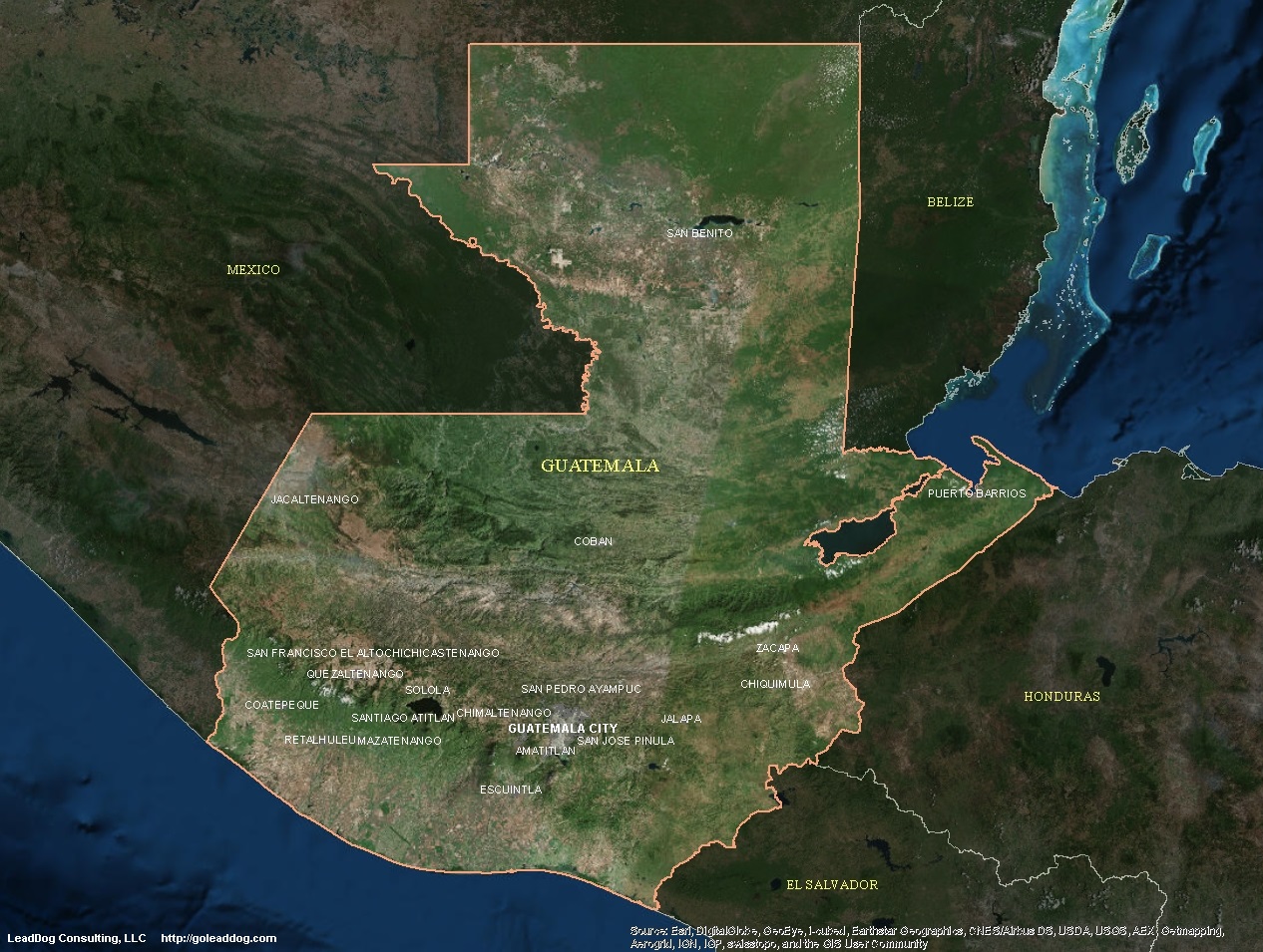 Guatemala City Guatemala Satellite Map 